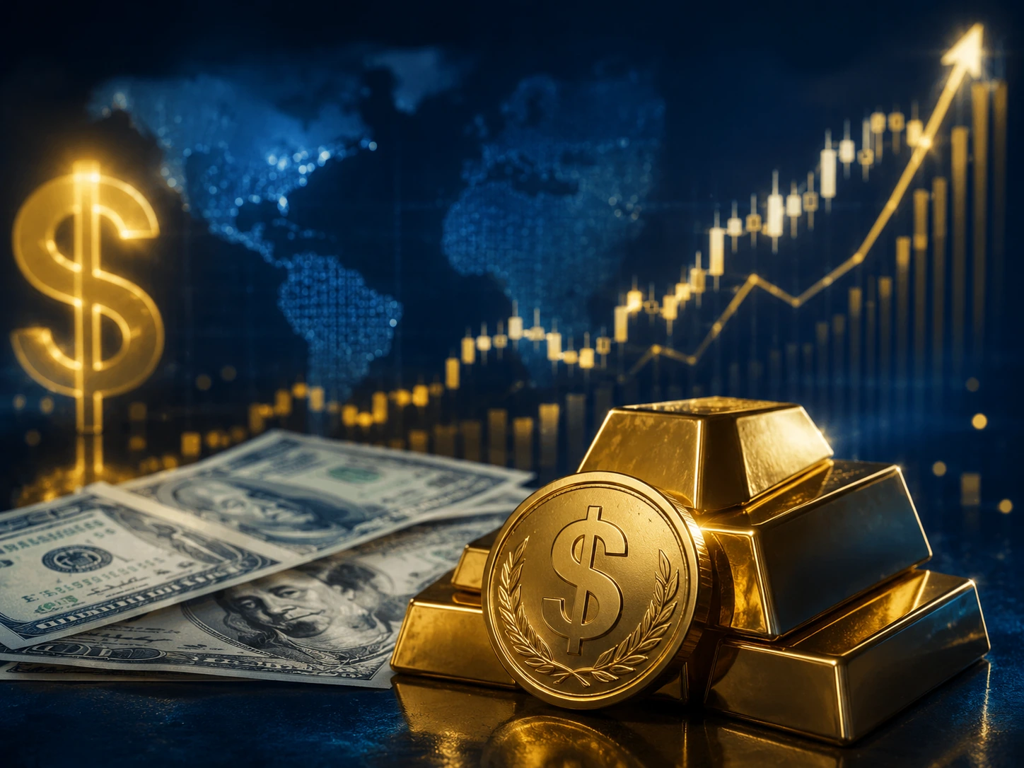 美元走势与黄金价格关系示意图